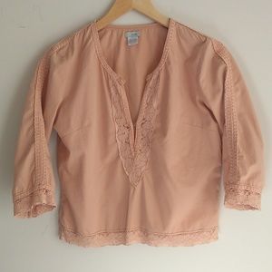 Odille/Anthropologie Cotton Buttons & Lace Top sz8
